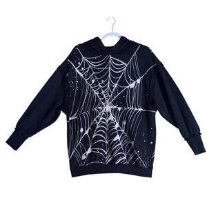 Urban Outfitters Womens Small Spiderweb Oversized Hoodie Goth Grunge Halloween